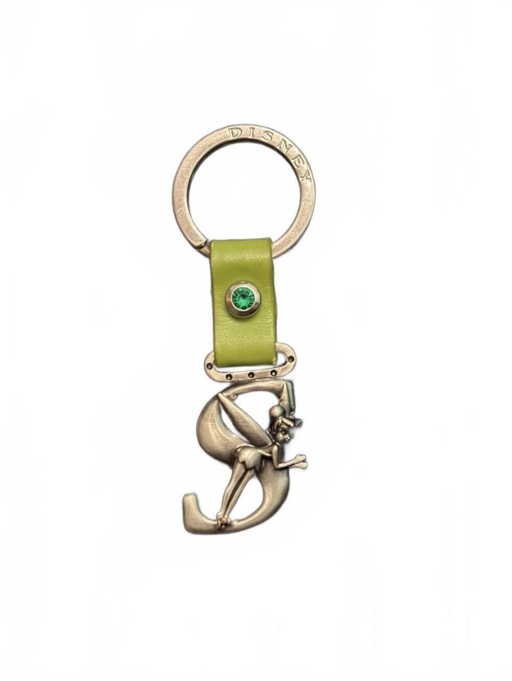 Disney Tinker Bell Pewter Letter Keychain with Strap in the letter S